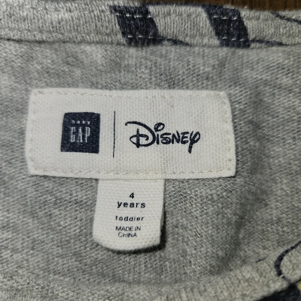 Disney Baby Gap Mickey Minnie Dress 4 Cotton Long Sleeve Gray Denim